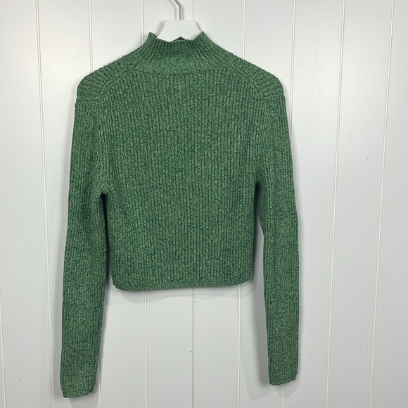 Aerie Womens Sweater XL shades of Green 1/2 Zip Crop Long Sleeves Casual Trendy - Picture 10 of 13